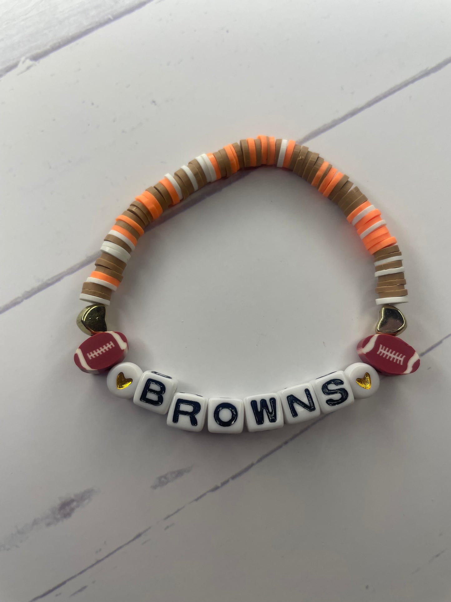 Football: Cleveland Inspired with Hearts - Bracelet