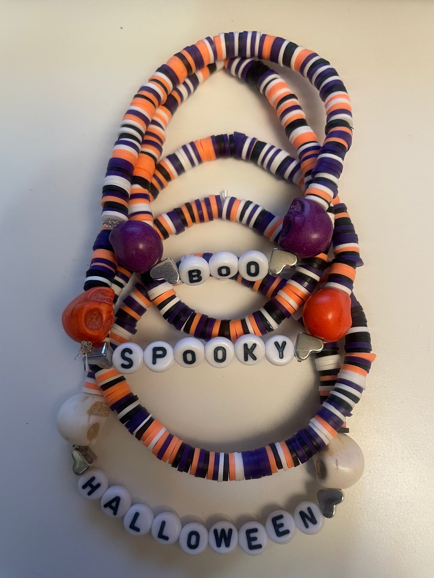 Boo, Spooky, Halloween with Silver - Bracelet Stack