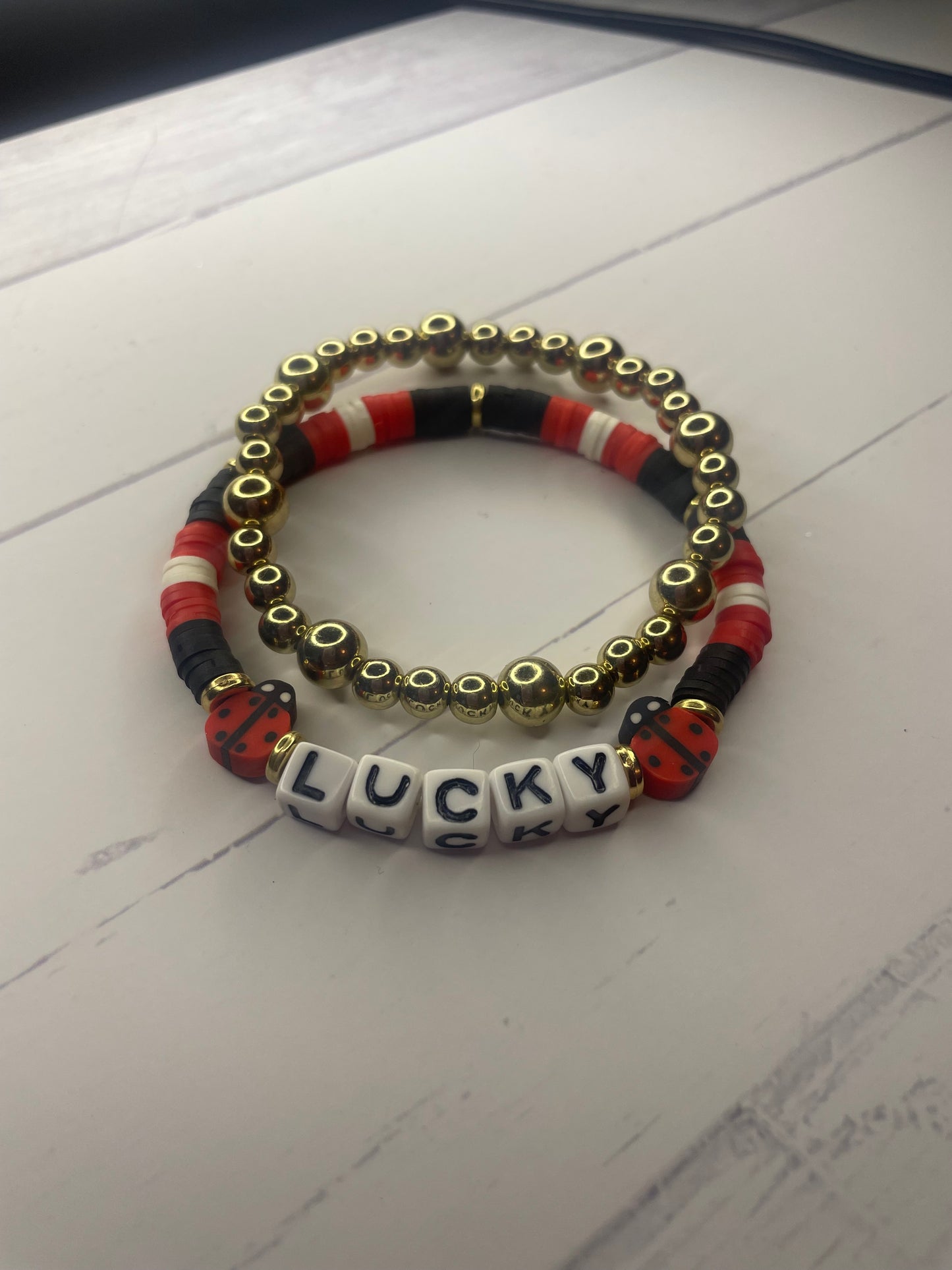 Lucky Red Ladybug - Bracelet Set